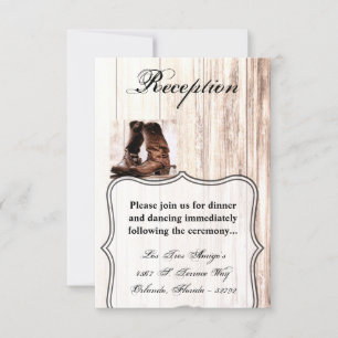 Tarjeta de recepción 3.5x5 Boots Country Rústico W