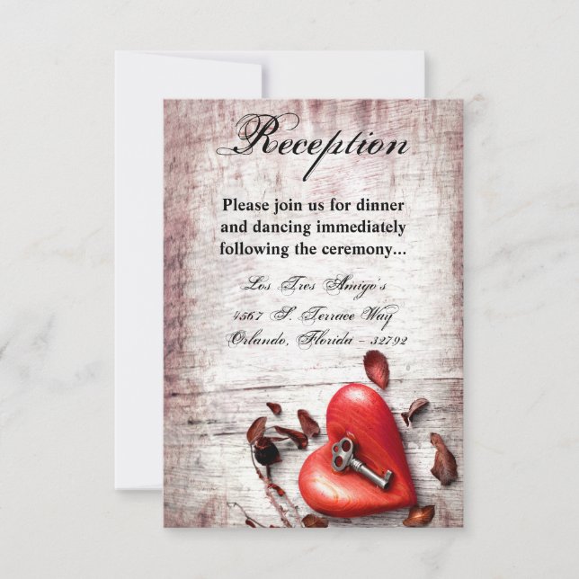 Tarjeta de recepción 3.5x5 Llave de madera de camp (Anverso)