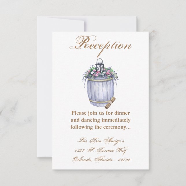 Tarjeta de recepción 3.5x5 Rústica de bodas campes (Anverso)