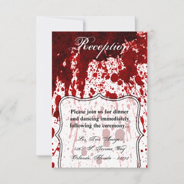 Tarjeta de recepción 3.5x5 Splatter Vampiro Gótico (Anverso)