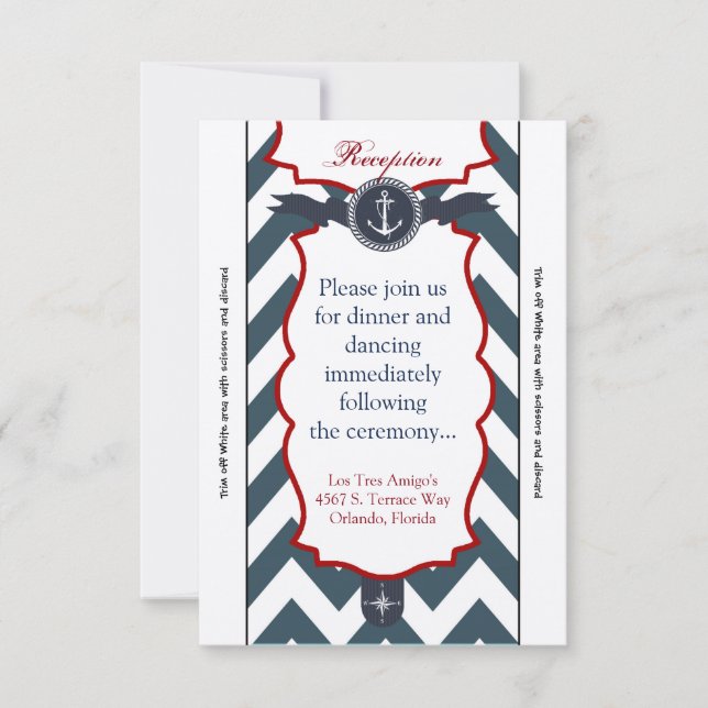 Tarjeta de recepción 3.5x7 Anclaje náutico Compass (Anverso)