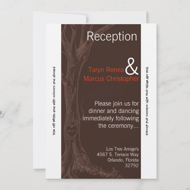 Tarjeta de recepción 3.5x7 Árbol de otoño inicial (Anverso)