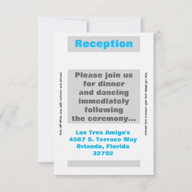 Tarjeta de recepción 3.5x7 Banda neón moderna Azul (Anverso)