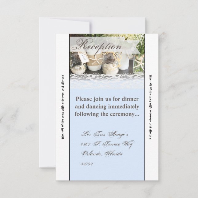 Tarjeta de recepción 3.5x7 Beach Sea Mason Jars Oc (Anverso)