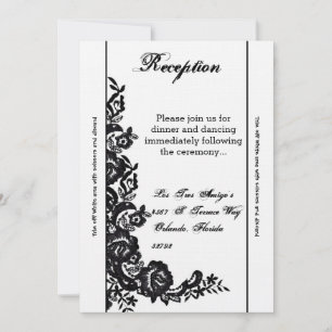 Tarjeta de recepción 3.5x7 Black Lace Damask Antiq