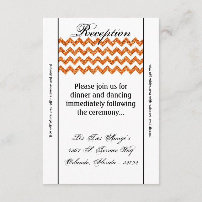 Tarjeta de recepción 3.5x7 Brillo Naranja Chevron  (Anverso)