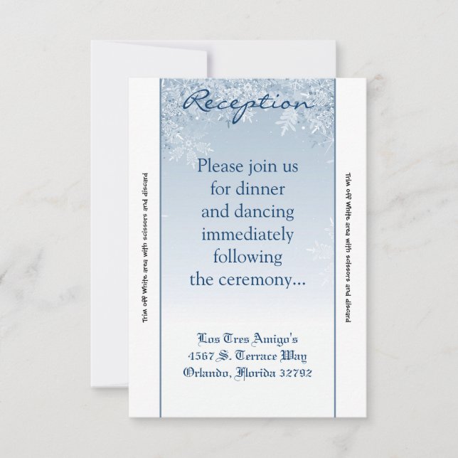 Tarjeta de recepción 3.5x7 Crystal Snowflakes Wint (Anverso)