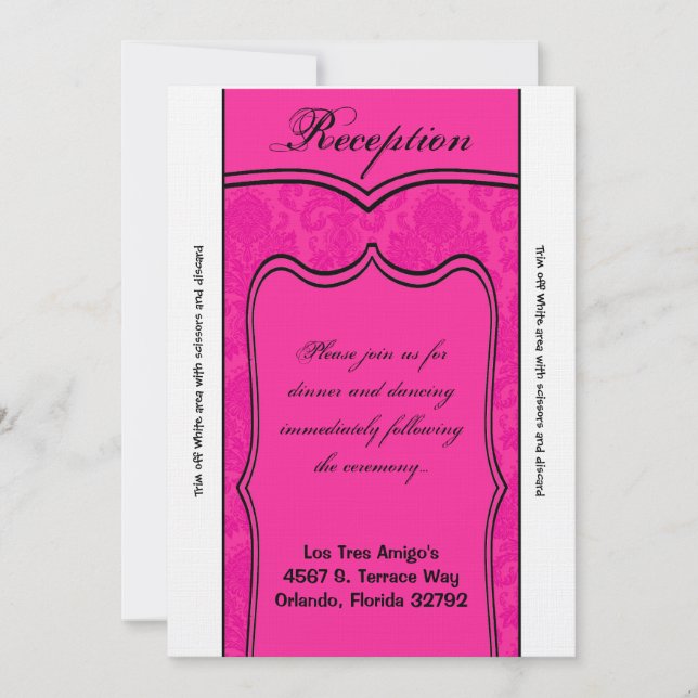 Tarjeta de recepción 3.5x7 Damasco rosa caliente (Anverso)