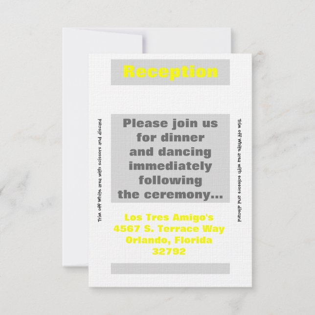 Tarjeta de recepción 3.5x7 de color amarillo Neon  (Anverso)