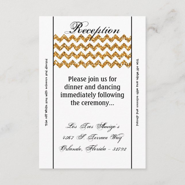 Tarjeta de recepción 3.5x7 Dorado Brillo Chevron R (Anverso)