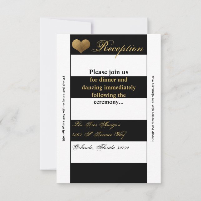 Tarjeta de recepción 3.5x7 Franja moderna Negro Bl (Anverso)
