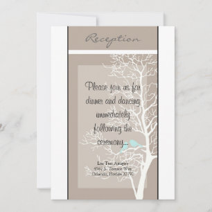 Tarjeta de Recepción 3.5x7 Gris Árbol y Pájaros