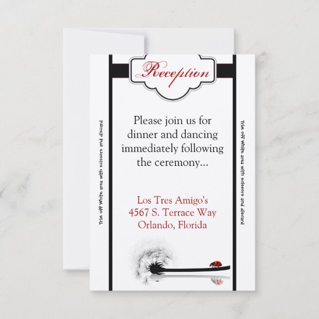 Tarjeta de recepción 3.5x7 Lady Bug Dandilion Flow (Anverso)