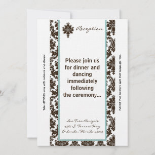 Tarjeta de recepción 3.5x7 marrón Damask Tiffa