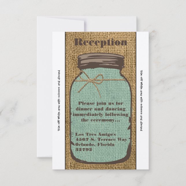 Tarjeta de recepción 3.5x7 Mason Jar Burlap Countr (Anverso)