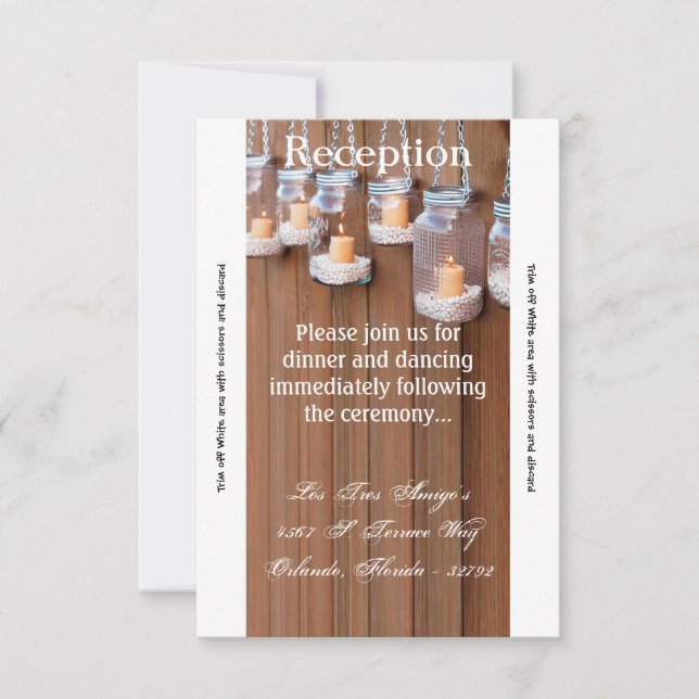 Tarjeta de recepción 3.5x7 Mason Jar Candle Lights (Anverso)