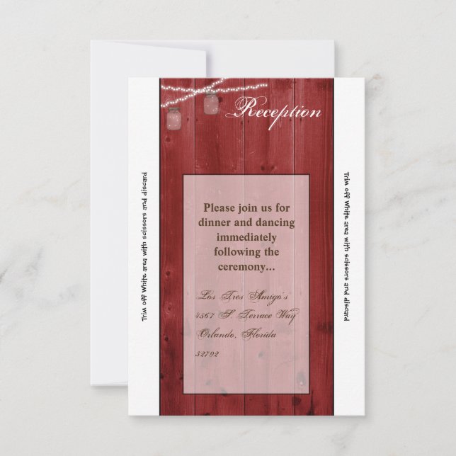 Tarjeta de recepción 3.5x7 Mason Jar String Luces  (Anverso)