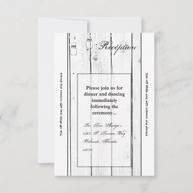 Tarjeta de recepción 3.5x7 Mason Jar String Luces  (Anverso)