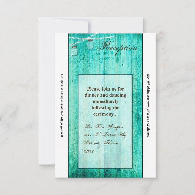 Tarjeta de recepción 3.5x7 Mason Jar String Luces  (Anverso)