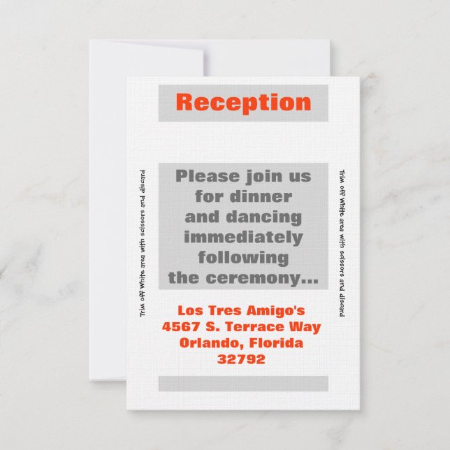 Tarjeta de recepción 3.5x7 Naranja moderno de band (Anverso)