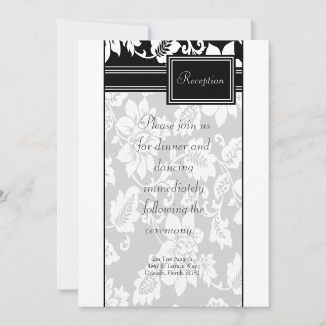 Tarjeta de recepción 3.5x7 Negro y Blanco Filigran (Anverso)