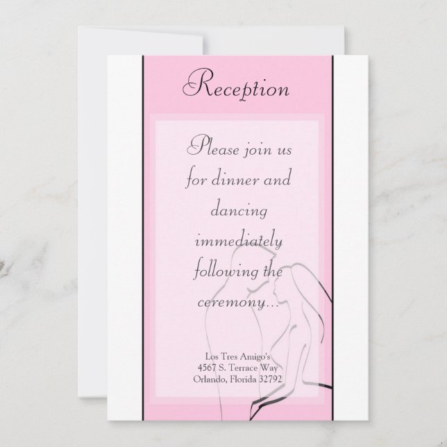Tarjeta de recepción 3.5x7 Novia y Novio Rosa (Anverso)