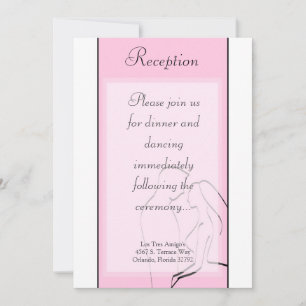 Tarjeta de recepción 3.5x7 Novia y Novio Rosa