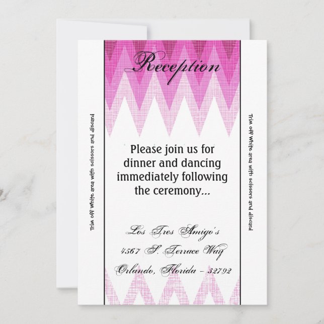 Tarjeta de recepción 3.5x7 Ombre Chevron rosa (Anverso)