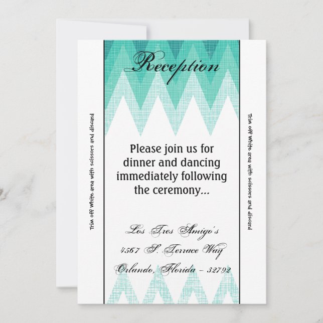 Tarjeta de recepción 3.5x7 Ombre Chevron Verde azu (Anverso)