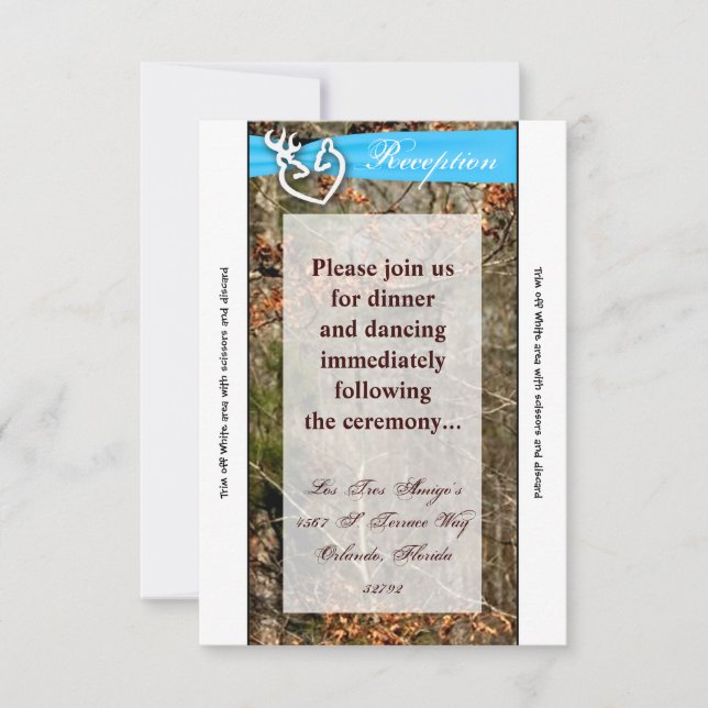 Tarjeta de recepción 3.5x7 Pareja de ciervos Camo  (Anverso)