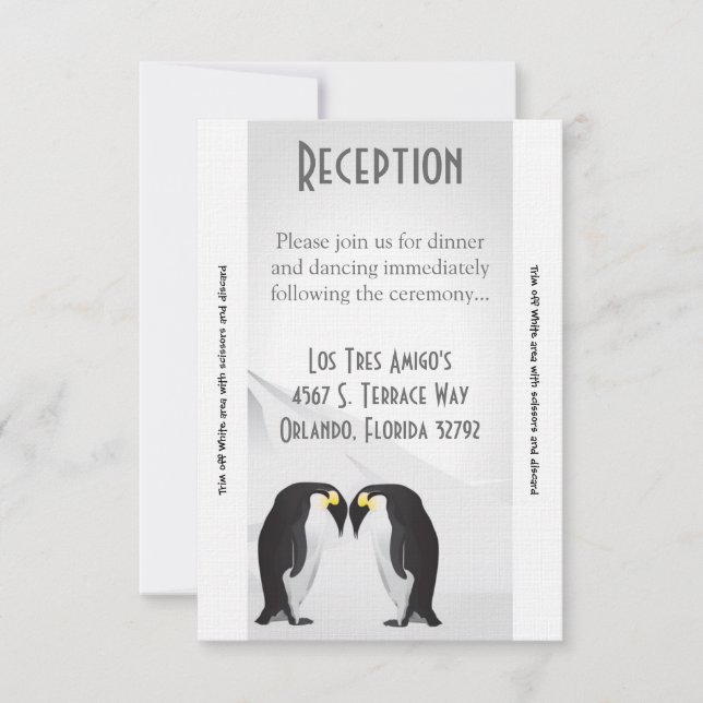 Tarjeta de recepción 3.5x7 Penguin Country Pareja  (Anverso)