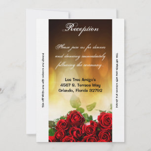 Tarjeta de recepción 3.5x7 Red Rose Bouquet Bridal