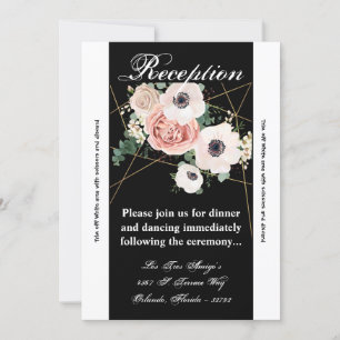 Tarjeta de recepción 3.5x7 Rosa de jardín geométri