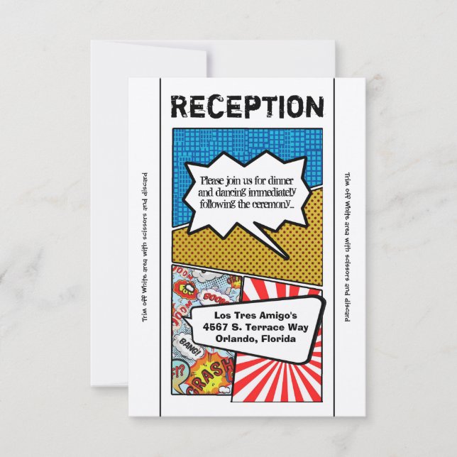 Tarjeta de recepción 3.5x7 tira cómica de arte pop (Anverso)