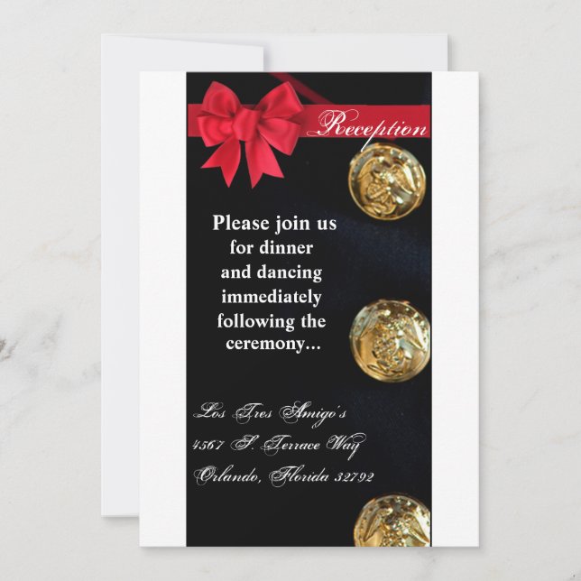 Tarjeta de recepción 3.5x7 uniforme de gala azul m (Anverso)