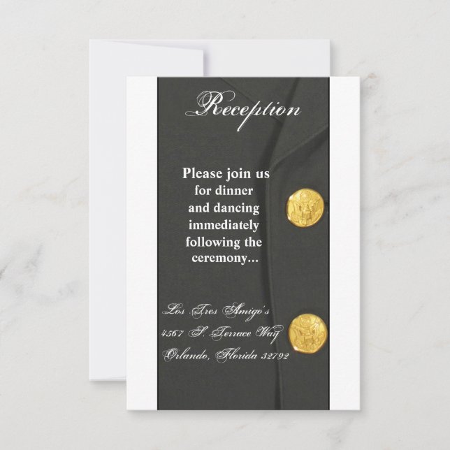 Tarjeta de recepción 3.5x7 uniforme de gala del ej (Anverso)