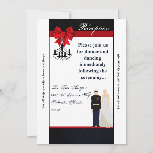 Tarjeta de recepción 3.5x7 uniforme de gala marine (Anverso)