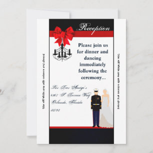 Tarjeta de recepción 3.5x7 uniforme de gala marine