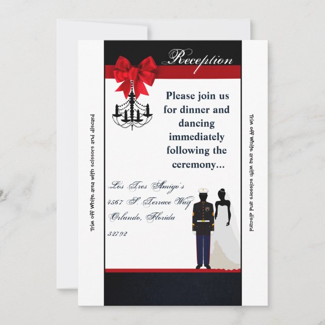 Tarjeta de recepción 3.5x7 uniforme de gala marine (Anverso)