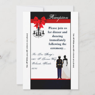 Tarjeta de recepción 3.5x7 uniforme de gala marine