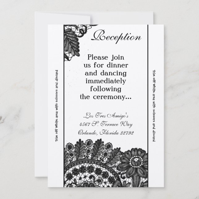 Tarjeta de recepción 3.5x7 Vigas negras de encaje (Anverso)