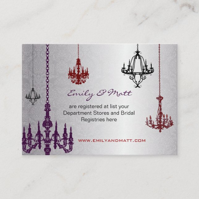 Tarjeta De Recepción 3 Boda Damask de arañas rojas y negras plateadas (Anverso)