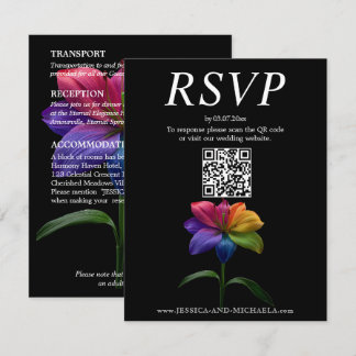 Tarjeta De Recepción 🌈3‑in‑1 Digital RSVP + Details + Adults‑Only Card