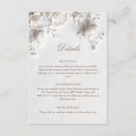 Tarjeta De Recepción 3D Roses Wildflowers White