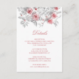 Tarjeta De Recepción 3D Sculptured Pink Roses White