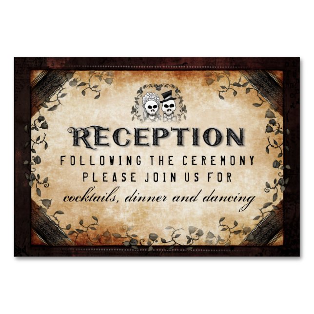 Tarjeta de recepción 3x5 gótica marrón #1 - más ba (Anverso)