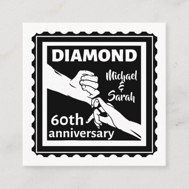Tarjeta De Recepción 60.º aniversario de los bodas de diamantes tradici (Anverso)