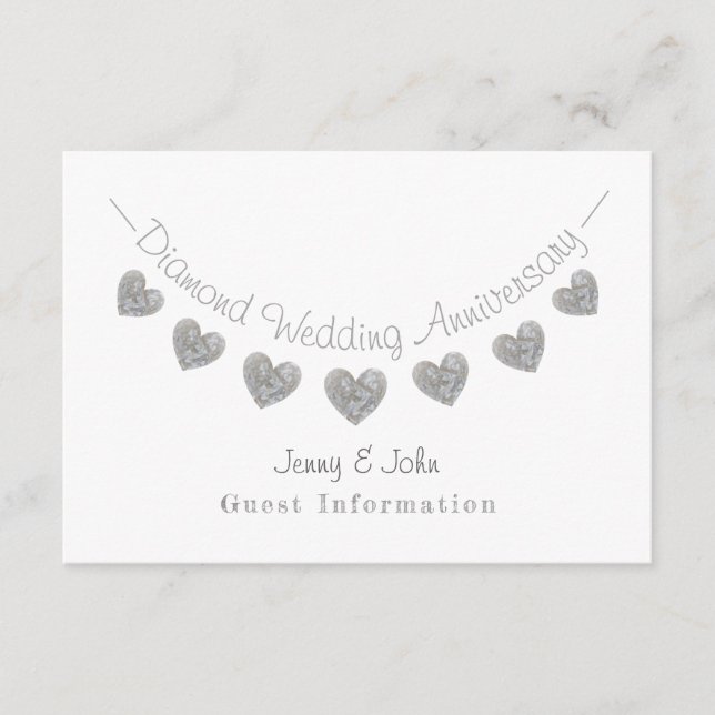 Tarjeta De Recepción 60.º fiesta del aniversario de los Bodas de diaman (Anverso)