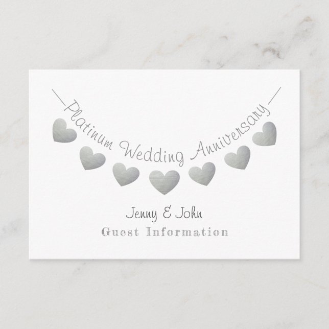 Tarjeta De Recepción 70.º aniversario del Boda información de invitados (Anverso)