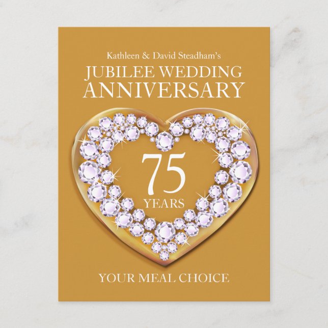 Tarjeta De Recepción 75.º Boda de Jubileo (Anverso)